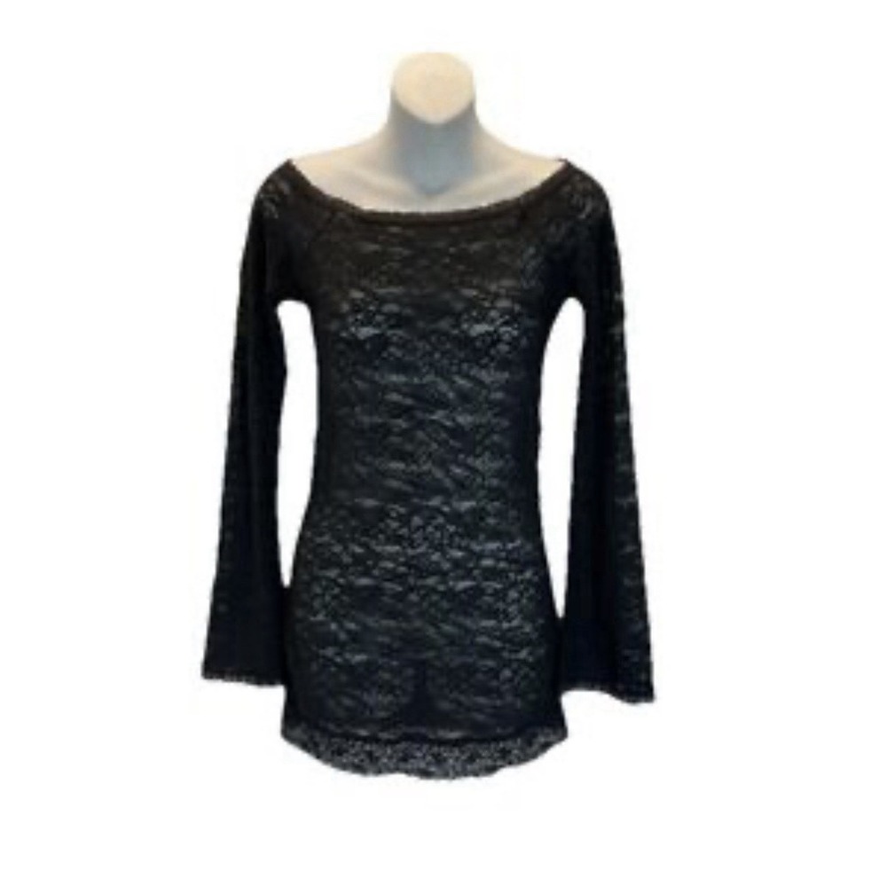 Victoria Secret Lacie Intimates Dress Bell Sleeve Black Lace Whimsigoth Grunge S